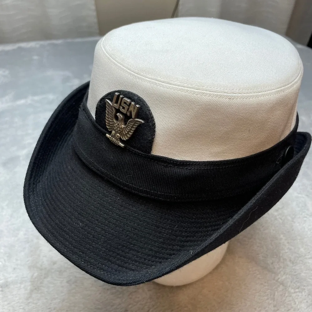 DSCP Womens Military Service Hat Size 22.5 White USN Insignia Nautical